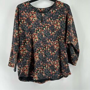 Vintage Granny Relaxed Blouse Top Quarter Sleeve